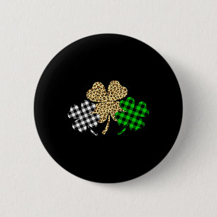 Badge Rond 5 Cm Trois Shamrocks Leopard Buffalo Plaid St Patrick D