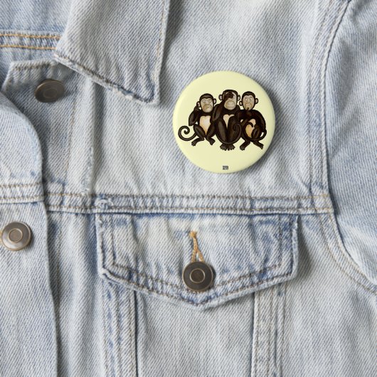 Badge Rond 5 Cm Trois singes sages (En situation)