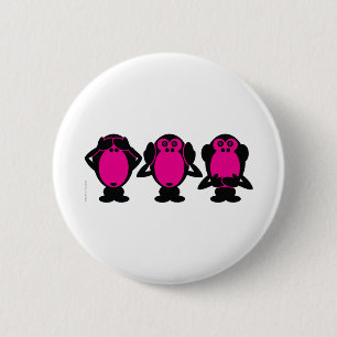 Badge Rond 5 Cm Trois singes sages