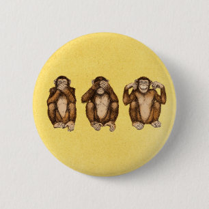 Badge Rond 5 Cm Trois singes sages