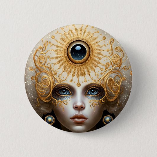 Badge Rond 5 Cm Troisième déesse des yeux Imaginaire Art (Devant)
