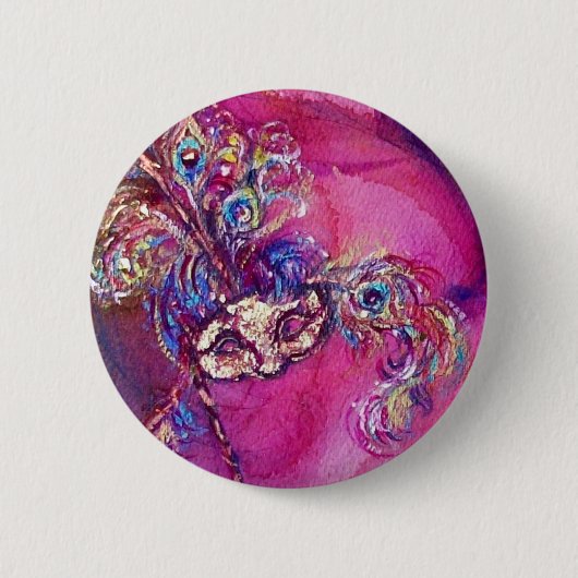 Badge Rond 5 Cm TROISIÈME MASQUE - / Mascarade Mardi Gras vénitien (Devant)