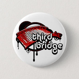 Badge Rond 5 Cm troisième pont. blanc&rouge.
