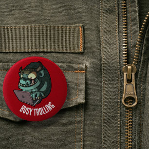 Badge Rond 5 Cm Troll drôle occupé à troller Internet Ordinateur p
