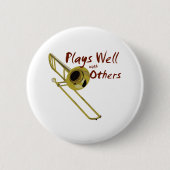 Badge Rond 5 Cm Trombone joue bien (Devant)