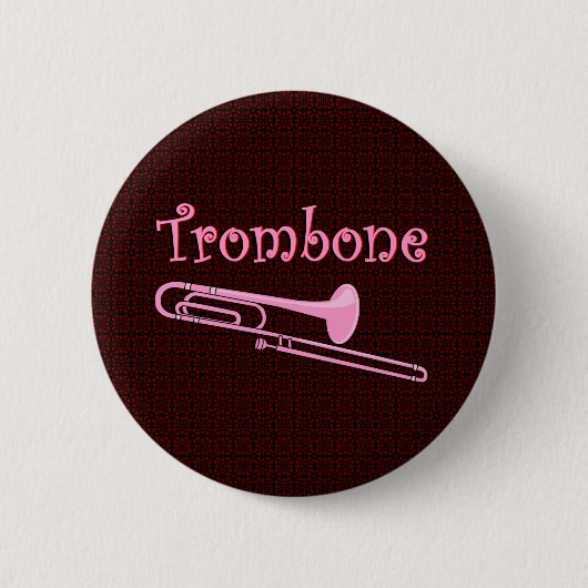 Badge Rond 5 Cm Trombone rose (Devant)