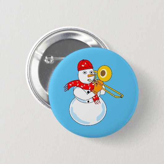 Badge Rond 5 Cm Trombone Snowman (Devant & derrière)