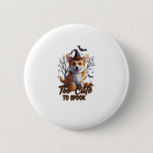 Badge Rond 5 Cm Trop mignon Pour Parler Drôle Halloween Chien Corg