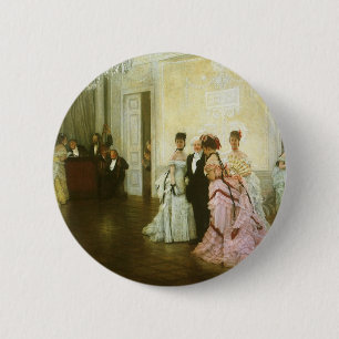 Badge Rond 5 Cm Trop tôt par James Tissot, art victorien Vintage