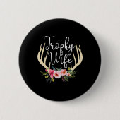 Badge Rond 5 Cm Trophée Femme Cute Deer Antlers Fleurs Chasseurs F (Devant)
