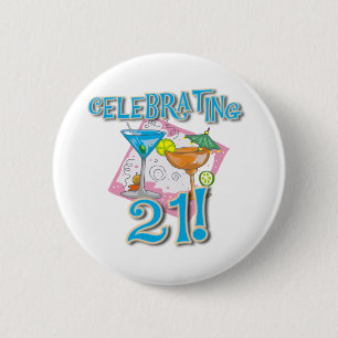 Badge Rond 5 Cm Tropical Celebrating 21