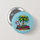 Badge Rond 5 Cm Tropical Christmas Holiday Palm Tree (Devant & derrière)