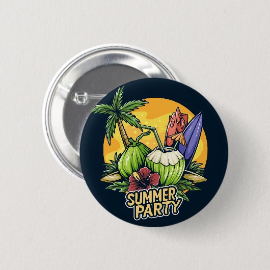 Badge Rond 5 Cm Tropical Summer Party (Devant & derrière)