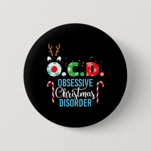 Badge Rond 5 Cm Trouble obsessionnel de Noël ! Gif bois de rennes