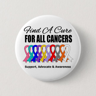 Badge Rond 5 Cm Trouver un Ruban Cure pour tous les Cancers