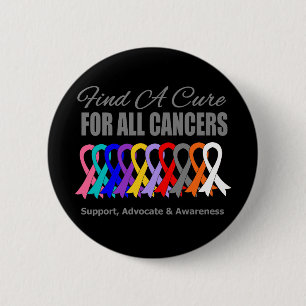 Badge Rond 5 Cm Trouver un Ruban Cure pour tous les Cancers