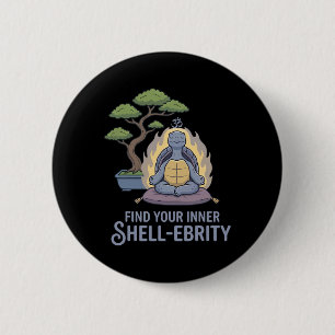 Badge Rond 5 Cm Trouvez Votre Yoga Pun Méditant Shell-ebrité B