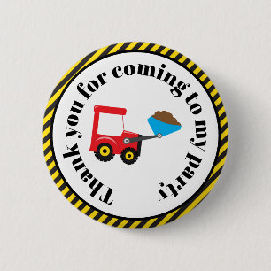 Badge Rond 5 Cm Truck et Digger "Merci pour venir"