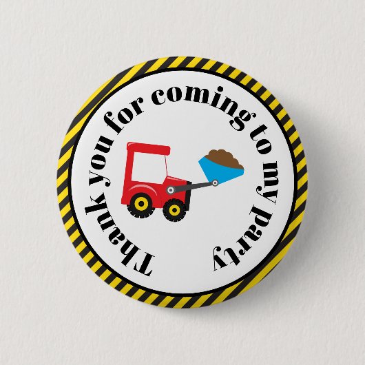 Badge Rond 5 Cm Truck et Digger "Merci pour venir" (Devant)