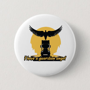 Badge Rond 5 Cm Truck Guardian Protection Angel Faith Road Journey