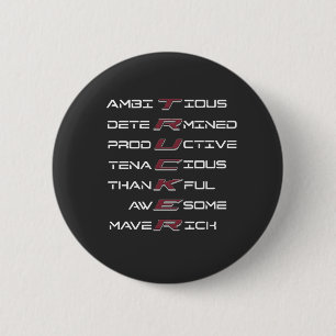Badge Rond 5 Cm Trucker Acrostique Traits Professionnels Force
