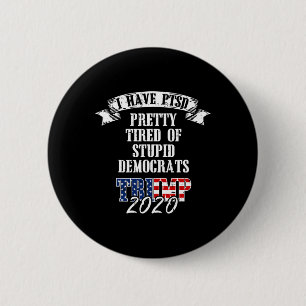 Badge Rond 5 Cm Trump 2020, Drapeau américain assez fatigué