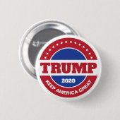 Badge Rond 5 Cm Trump 2020 rouge blanc et bleu (Devant & derrière)