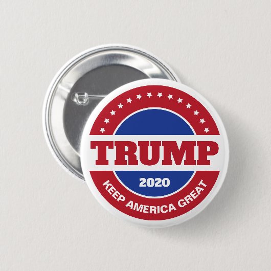 Badge Rond 5 Cm Trump 2020 rouge blanc et bleu (Devant & derrière)