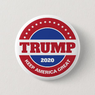 Badge Rond 5 Cm Trump 2020 rouge blanc et bleu