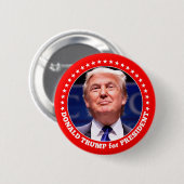 Badge Rond 5 Cm Trump 2024 avec photo et frontière rouge (Devant & derrière)