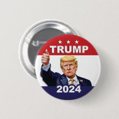 Badge Rond 5 Cm TRUMP 2024 Bouton d'art de la campagne électorale (Devant & derrière)