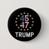 Badge Rond 5 Cm Trump 2024 Drapeau de l'Amérique Revenir Trump 45 (Devant)