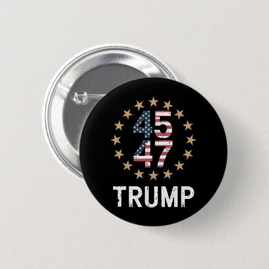 Badge Rond 5 Cm Trump 2024 Drapeau de l'Amérique Revenir Trump 45 (Devant & derrière)