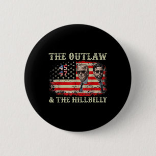 Badge Rond 5 Cm Trump 2024 Drapeau hors-la-loi Hillbilly J.d.vance