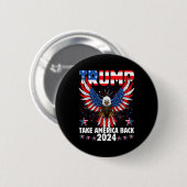 Badge Rond 5 Cm Trump 2024 Reprendre l'Amérique Drapeau américain (Devant & derrière)