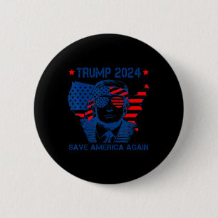 Badge Rond 5 Cm Trump 2024 Sauvons l'Amérique à nouveau drapeau am