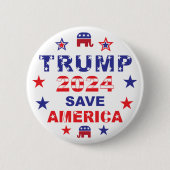 BADGE ROND 5 CM TRUMP 2024 SAVE AMERICA (Devant)