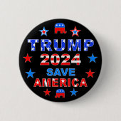BADGE ROND 5 CM TRUMP 2024 SAVE AMERICA (Devant)