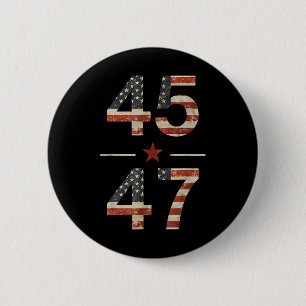 Badge Rond 5 Cm Trump 2024 Vintage 45 47 Chemise Drapeau Américain