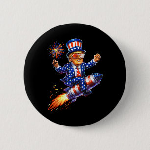 Badge Rond 5 Cm Trump 2025 Joyeux 4 Juillet Trump Drapeau Américai