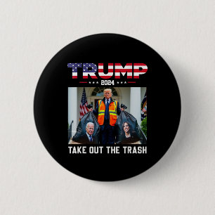 Badge Rond 5 Cm Trump 2025 Sortez les Ordures Drôle Trump Poubelle
