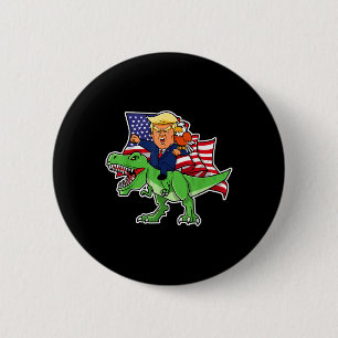Badge Rond 5 Cm Trump À cheval Sur Un Dinosaure Trex Drôle Merica