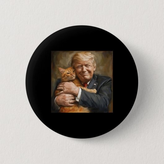 Badge Rond 5 Cm Trump Accroche Un Chat Orange 2024 (Devant)