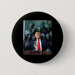 Badge Rond 5 Cm Trump Aliens Bureau Photo Uap Ufo Extraterrestre