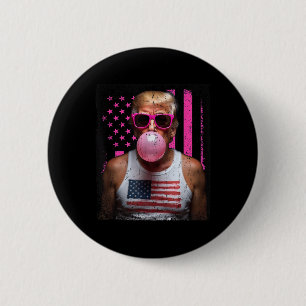 Badge Rond 5 Cm Trump Bubble Gum Pink Sungles Usa Drapeau Funky _2