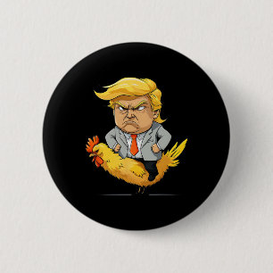 Badge Rond 5 Cm Trump Chicken Jockey Satire - Humour politique amu