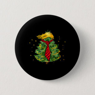 Badge Rond 5 Cm Trump Christmas Usa Drôle Trump Hair Tree Men