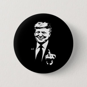 Badge Rond 5 Cm Trump Doigt D'honneur Drôle Trump 2025 Pochette