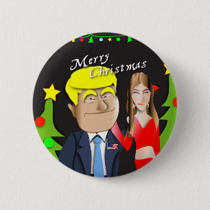 Badge Rond 5 Cm Trump, Donald, Melania, Noël, cadeau, présent,