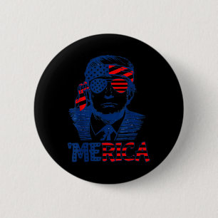 Badge Rond 5 Cm Trump est heureux 4 juillet Trump Drapeau américai